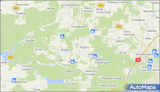 mapa Parzno, Parzno na mapie Targeo