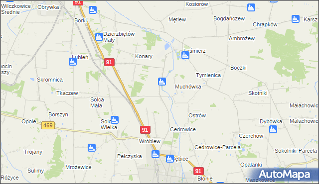 mapa Parzyce gmina Ozorków, Parzyce gmina Ozorków na mapie Targeo