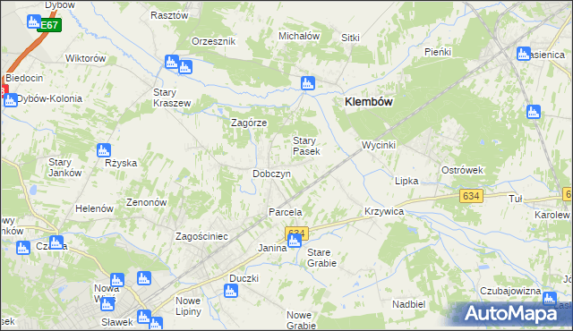 mapa Pasek gmina Klembów, Pasek gmina Klembów na mapie Targeo