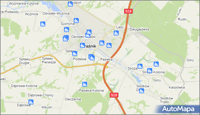 mapa Pasieka gmina Kraśnik, Pasieka gmina Kraśnik na mapie Targeo