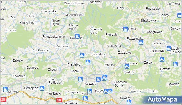 mapa Pasierbiec, Pasierbiec na mapie Targeo