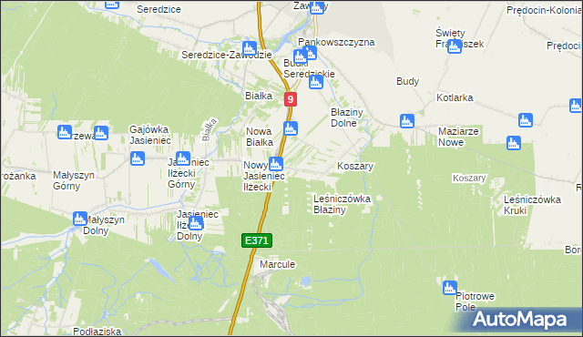 mapa Pastwiska gmina Iłża, Pastwiska gmina Iłża na mapie Targeo