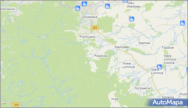 mapa Paszków gmina Bystrzyca Kłodzka, Paszków gmina Bystrzyca Kłodzka na mapie Targeo