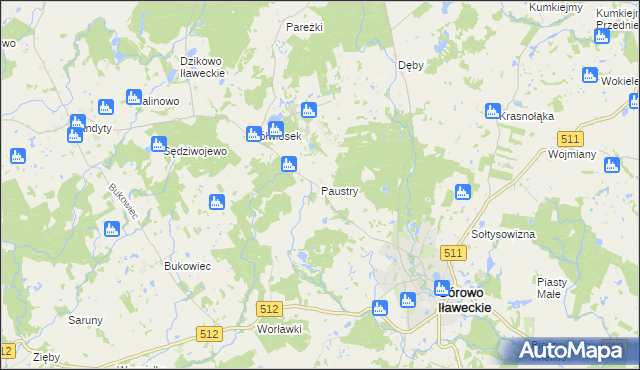 mapa Paustry, Paustry na mapie Targeo