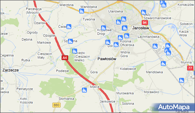 mapa Pawłosiów, Pawłosiów na mapie Targeo