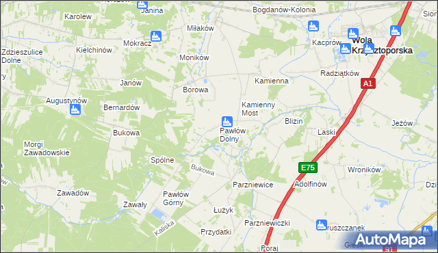 mapa Pawłów Dolny, Pawłów Dolny na mapie Targeo