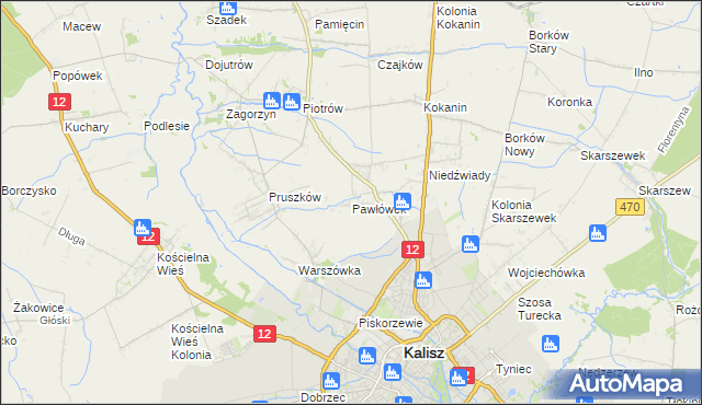 mapa Pawłówek gmina Blizanów, Pawłówek gmina Blizanów na mapie Targeo