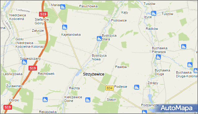 mapa Pawłówek gmina Strzyżewice, Pawłówek gmina Strzyżewice na mapie Targeo