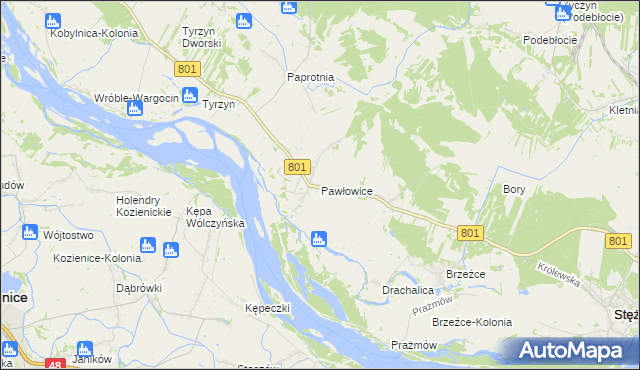 mapa Pawłowice gmina Stężyca, Pawłowice gmina Stężyca na mapie Targeo