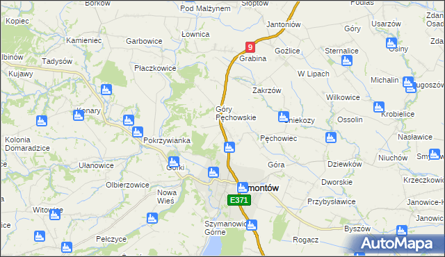 mapa Pęchów, Pęchów na mapie Targeo