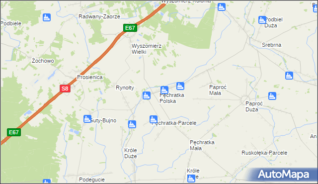 mapa Pęchratka Polska, Pęchratka Polska na mapie Targeo