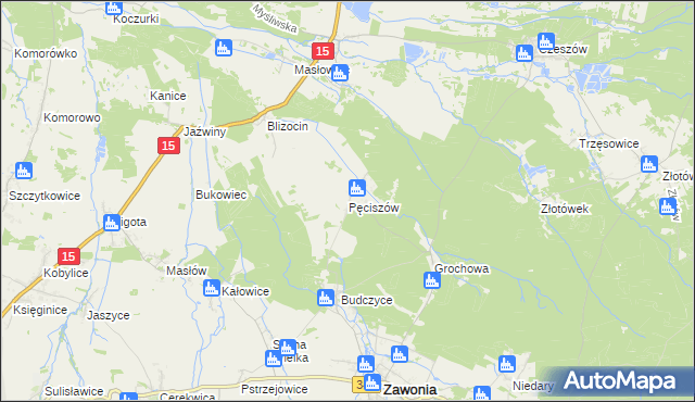 mapa Pęciszów, Pęciszów na mapie Targeo