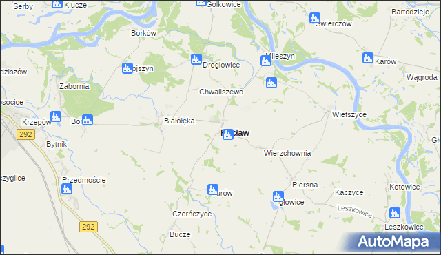 mapa Pęcław powiat głogowski, Pęcław powiat głogowski na mapie Targeo