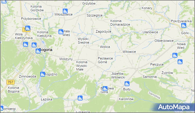 mapa Pęcławice Górne, Pęcławice Górne na mapie Targeo