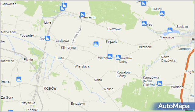 mapa Pękosław, Pękosław na mapie Targeo