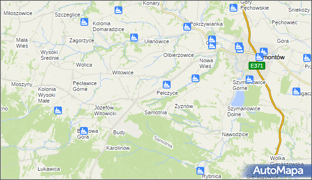 mapa Pełczyce gmina Bogoria, Pełczyce gmina Bogoria na mapie Targeo