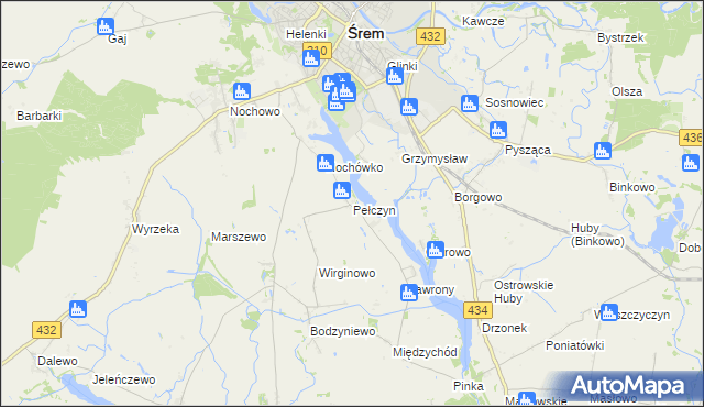 mapa Pełczyn gmina Śrem, Pełczyn gmina Śrem na mapie Targeo