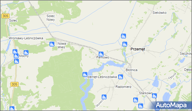 mapa Perkowo gmina Przemęt, Perkowo gmina Przemęt na mapie Targeo