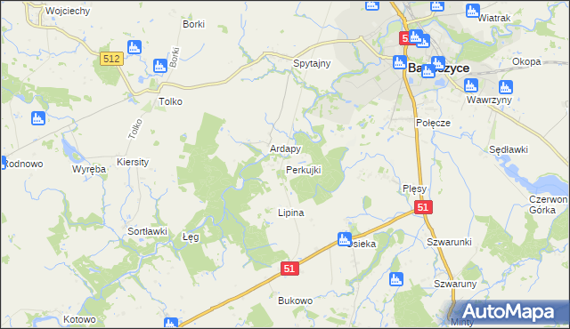 mapa Perkujki, Perkujki na mapie Targeo