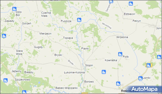 mapa Pianki gmina Rościszewo, Pianki gmina Rościszewo na mapie Targeo