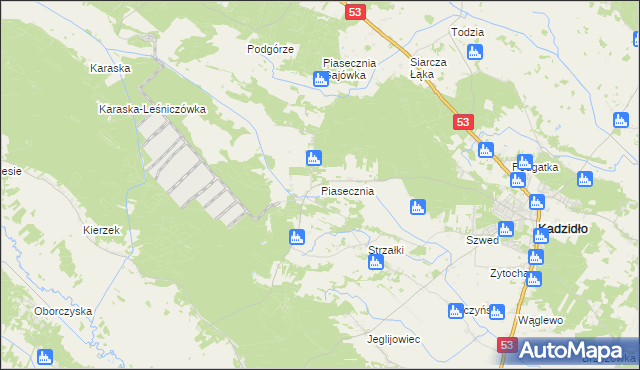 mapa Piasecznia, Piasecznia na mapie Targeo