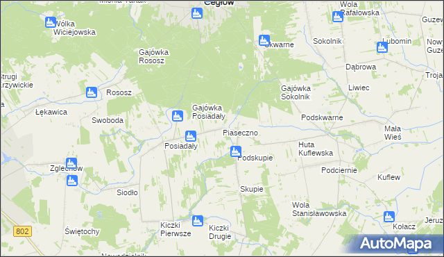 mapa Piaseczno gmina Cegłów, Piaseczno gmina Cegłów na mapie Targeo