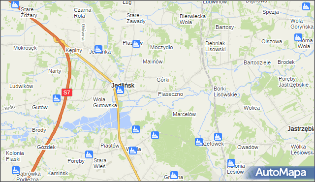 mapa Piaseczno gmina Jedlińsk, Piaseczno gmina Jedlińsk na mapie Targeo