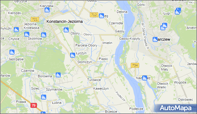 mapa Piaski gmina Konstancin-Jeziorna, Piaski gmina Konstancin-Jeziorna na mapie Targeo