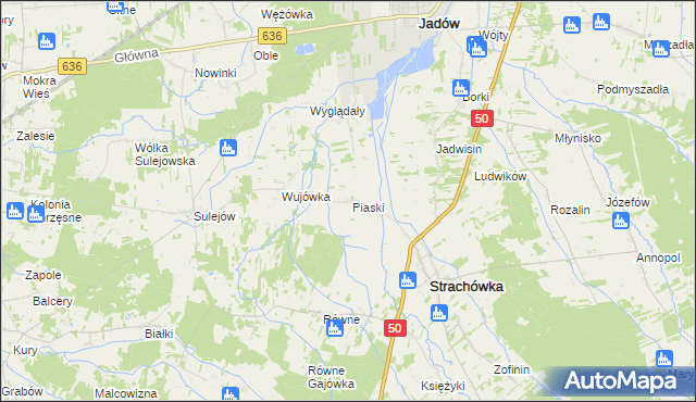 mapa Piaski gmina Strachówka, Piaski gmina Strachówka na mapie Targeo