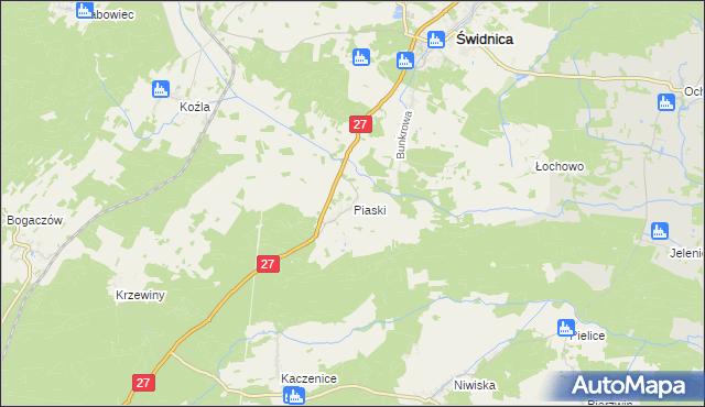 mapa Piaski gmina Świdnica, Piaski gmina Świdnica na mapie Targeo