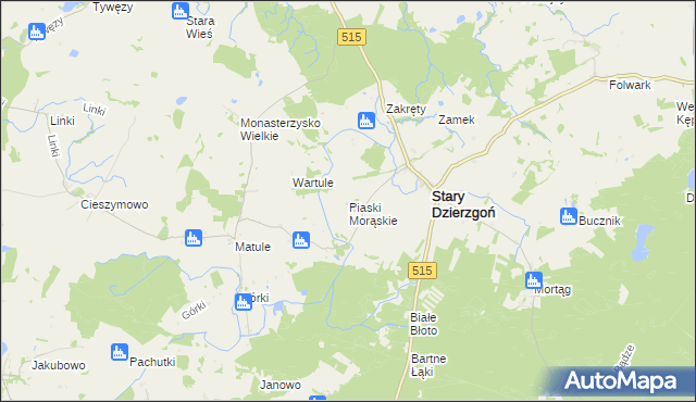 mapa Piaski Morąskie, Piaski Morąskie na mapie Targeo