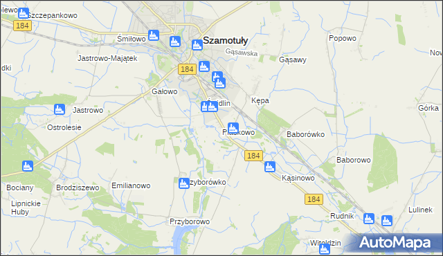 mapa Piaskowo gmina Szamotuły, Piaskowo gmina Szamotuły na mapie Targeo