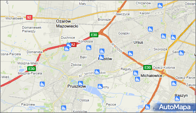 mapa Piastów powiat pruszkowski, Piastów powiat pruszkowski na mapie Targeo