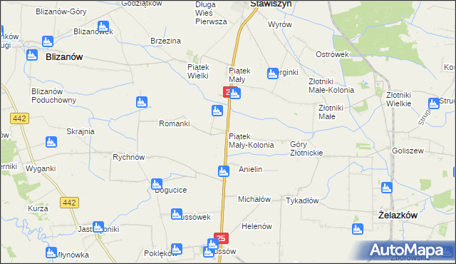 mapa Piątek Mały-Kolonia, Piątek Mały-Kolonia na mapie Targeo