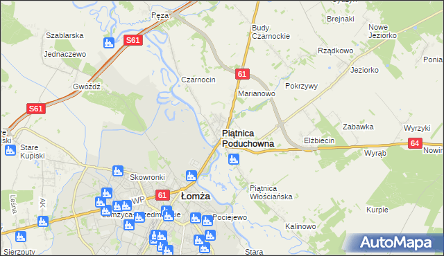 mapa Piątnica Poduchowna, Piątnica Poduchowna na mapie Targeo
