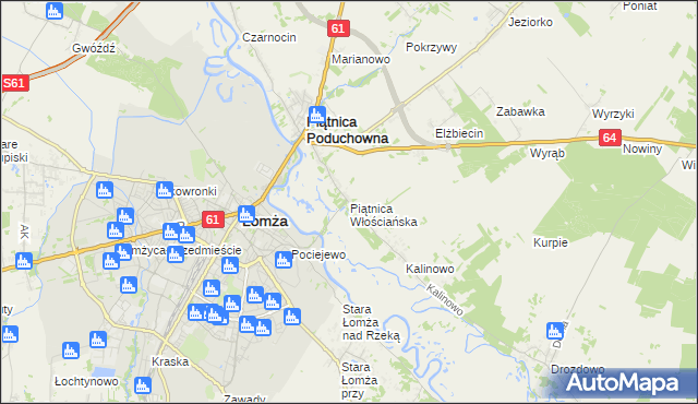 mapa Piątnica Włościańska, Piątnica Włościańska na mapie Targeo