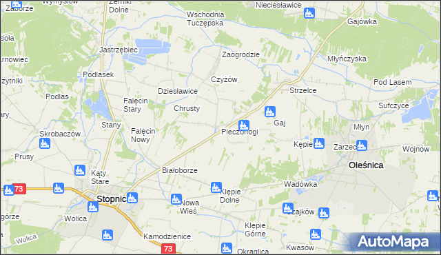 mapa Pieczonogi gmina Oleśnica, Pieczonogi gmina Oleśnica na mapie Targeo