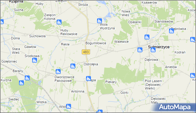 mapa Piekary gmina Sulmierzyce, Piekary gmina Sulmierzyce na mapie Targeo