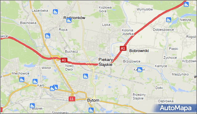 mapa Piekary Śląskie, Piekary Śląskie na mapie Targeo