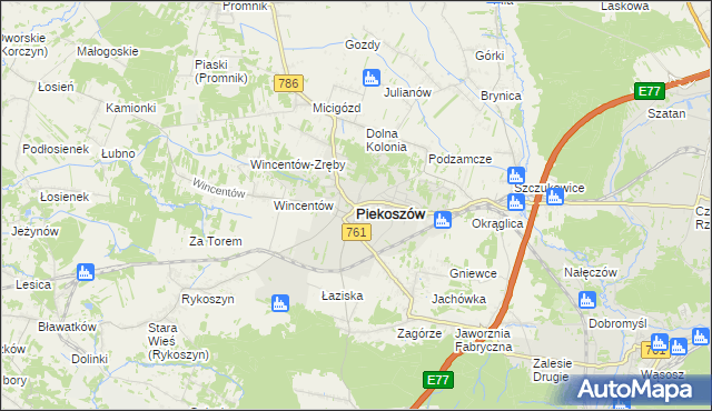 mapa Piekoszów, Piekoszów na mapie Targeo