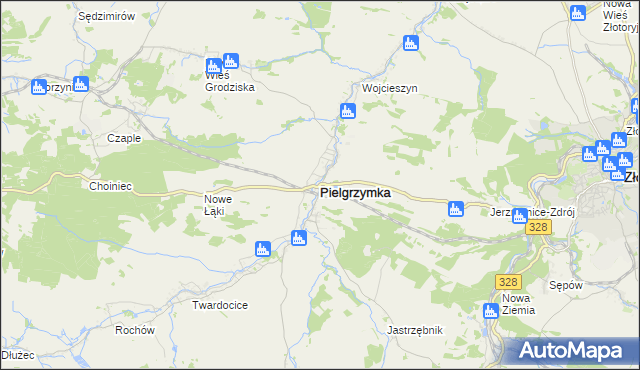 mapa Pielgrzymka powiat złotoryjski, Pielgrzymka powiat złotoryjski na mapie Targeo