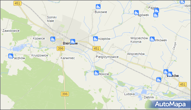 mapa Pielgrzymowice gmina Wilków, Pielgrzymowice gmina Wilków na mapie Targeo