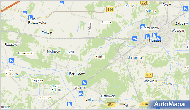 mapa Pieńki gmina Klembów, Pieńki gmina Klembów na mapie Targeo