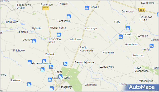 mapa Pieńki Kościelskie, Pieńki Kościelskie na mapie Targeo