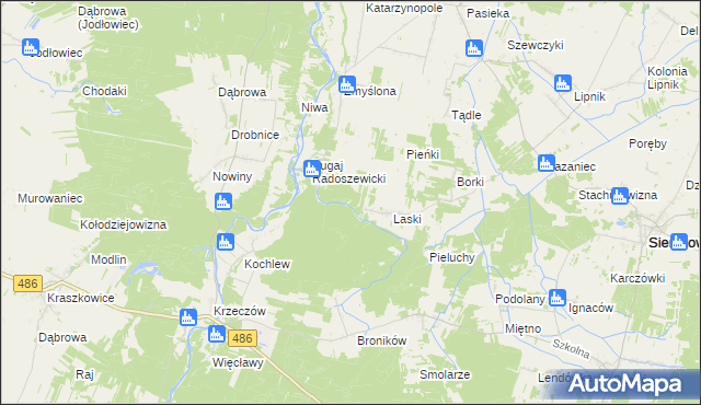 mapa Pieńki Laskowskie, Pieńki Laskowskie na mapie Targeo