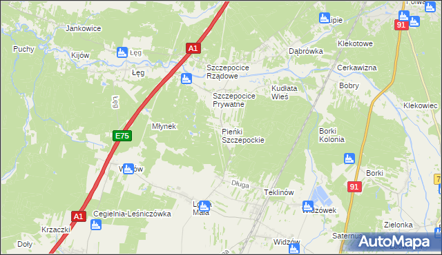 mapa Pieńki Szczepockie, Pieńki Szczepockie na mapie Targeo