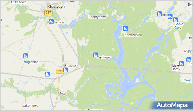 mapa Pieńkowo gmina Gostycyn, Pieńkowo gmina Gostycyn na mapie Targeo