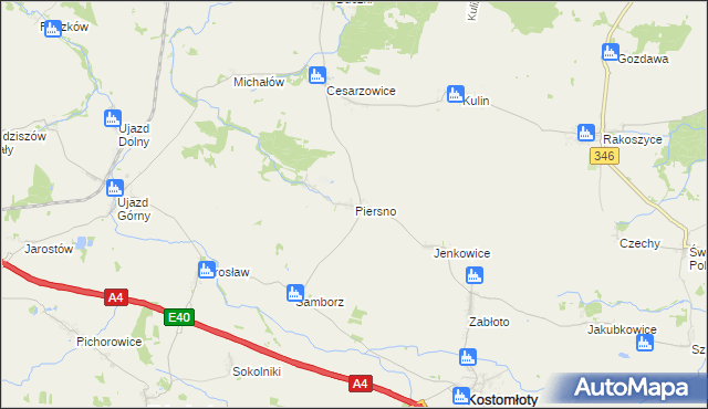 mapa Piersno gmina Kostomłoty, Piersno gmina Kostomłoty na mapie Targeo