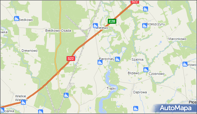 mapa Pierzchały gmina Płoskinia, Pierzchały gmina Płoskinia na mapie Targeo