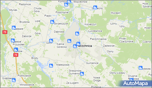 mapa Pierzchnica powiat kielecki, Pierzchnica powiat kielecki na mapie Targeo